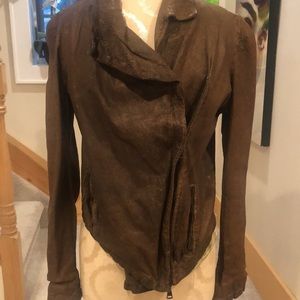 GIORGIO BRATO LASER CUT BROWN LEATHER JACKET